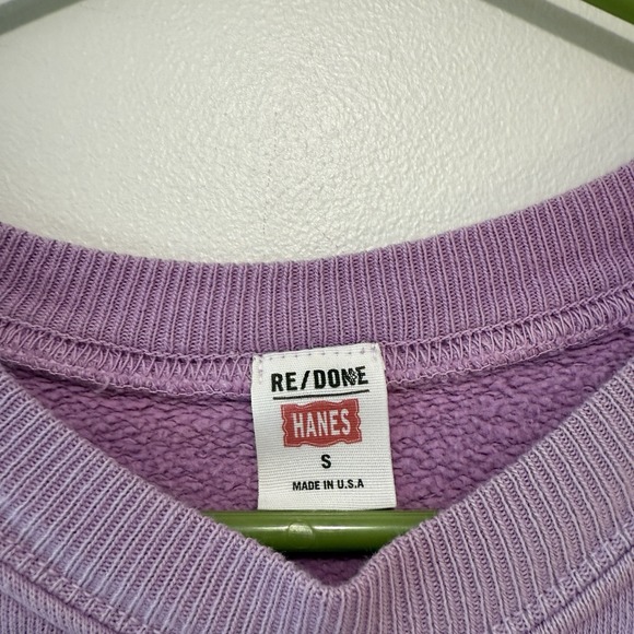 re/done x Hanes Purple Classic Raglan Sleeve Crewneck Sweatshirt Size Small - Picture 2 of 6
